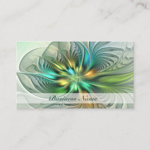 Colourful Fantasy Abstract Flower Fractal Art Business Card