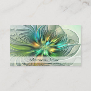 Colourful Fantasy Abstract Flower Fractal Art Business Card