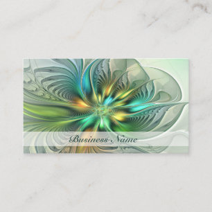 Colourful Fantasy Abstract Flower Fractal Art Business Card