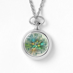 Colourful Fantasy Abstract Flower Fractal Own Name Watch