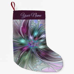 Colourful Fantasy Abstract Fractal Art Flower Name Small Christmas Stocking