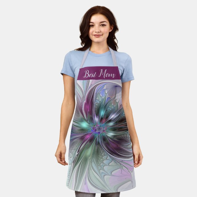 Colourful Fantasy Abstract Fractal Flower Best Mum Apron (Worn)