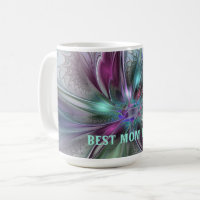 Colourful Fantasy Abstract Fractal Flower Best Mum