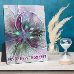 Colourful Fantasy Abstract Fractal Flower Best Mum Plaque