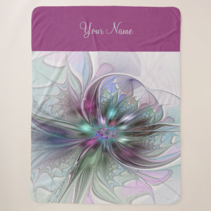 Colourful Fantasy Abstract Fractal Flower Name Sherpa Blanket