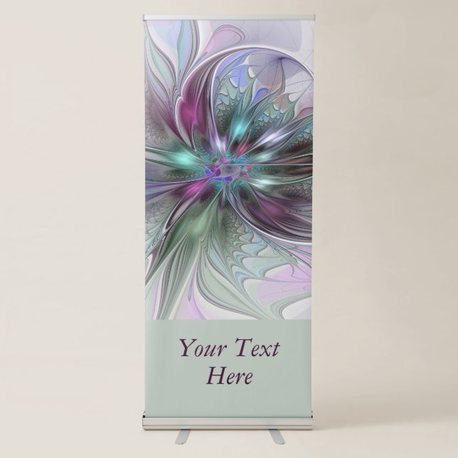 Colourful Fantasy Abstract Modern Art Flower Text Retractable Banner (Front)