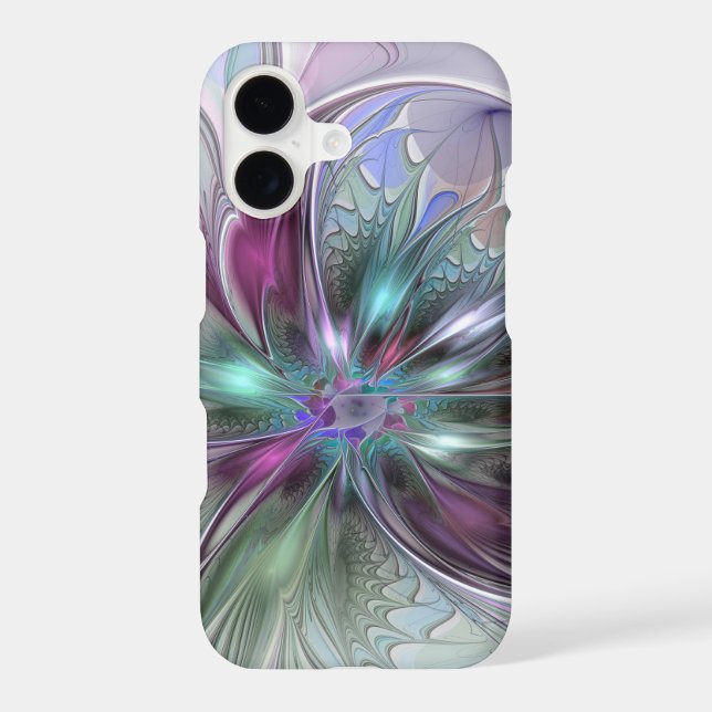 Colourful Fantasy Abstract Modern Fractal Flower (Back)