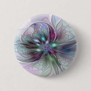 Colourful Fantasy Abstract Modern Fractal Flower 6 Cm Round Badge