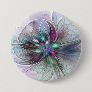 Colourful Fantasy Abstract Modern Fractal Flower 7.5 Cm Round Badge