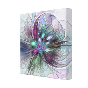 Colourful Fantasy Abstract Modern Fractal Flower Canvas Print