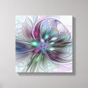 Colourful Fantasy Abstract Modern Fractal Flower Canvas Print