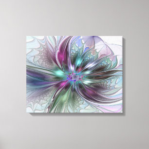 Colourful Fantasy Abstract Modern Fractal Flower Canvas Print