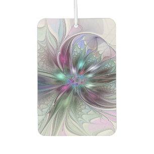 Colourful Fantasy Abstract Modern Fractal Flower Car Air Freshener