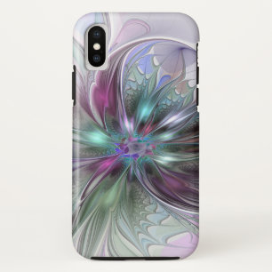 Colourful Fantasy Abstract Modern Fractal Flower iPhone XS Case