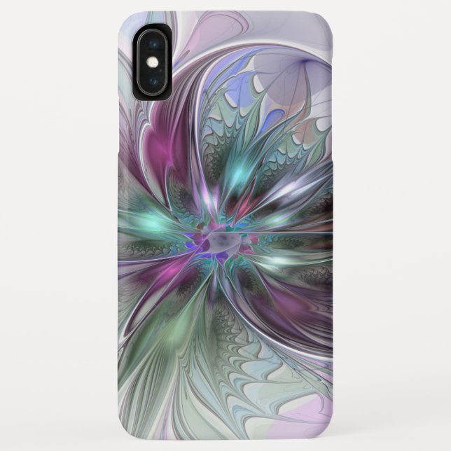Colourful Fantasy Abstract Modern Fractal Flower Case-Mate iPhone Case (Back)