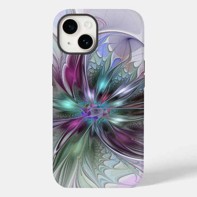 Colourful Fantasy Abstract Modern Fractal Flower Case-Mate iPhone Case (Back)