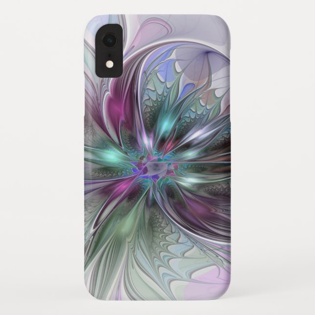 Colourful Fantasy Abstract Modern Fractal Flower Case-Mate iPhone Case (Back)