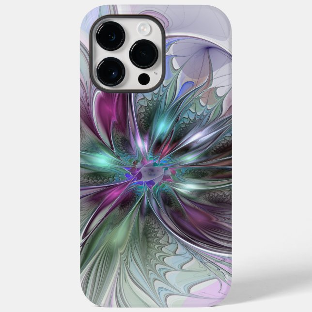 Colourful Fantasy Abstract Modern Fractal Flower Case-Mate iPhone Case (Back)