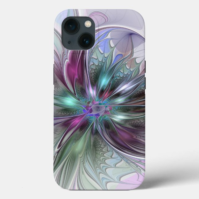 Colourful Fantasy Abstract Modern Fractal Flower Case-Mate iPhone Case (Back)