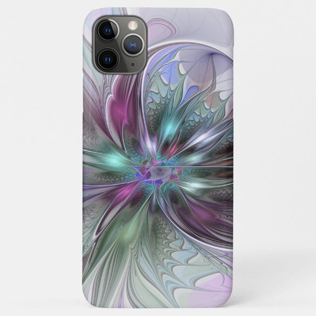 Colourful Fantasy Abstract Modern Fractal Flower Case-Mate iPhone Case (Back)
