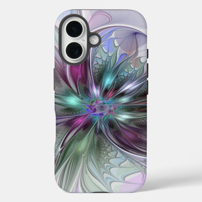 Colourful Fantasy Abstract Modern Fractal Flower Case-Mate iPhone Case (Back)
