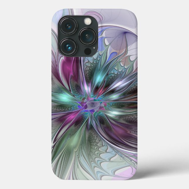 Colourful Fantasy Abstract Modern Fractal Flower Case-Mate iPhone Case (Back)