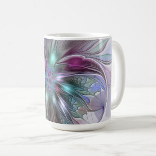 Colourful Fantasy Abstract Modern Fractal Flower Coffee Mug
