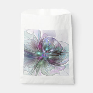 Colourful Fantasy Abstract Modern Fractal Flower Favour Bags