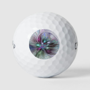 Colourful Fantasy Abstract Modern Fractal Flower Golf Balls