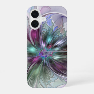 Colourful Fantasy Abstract Modern Fractal Flower iPhone 16 Case