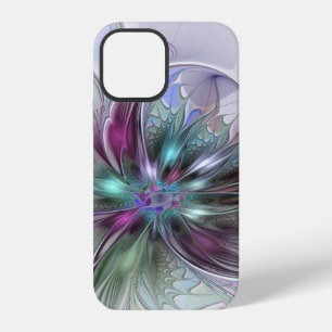Colourful Fantasy Abstract Modern Fractal Flower iPhone 12 Case