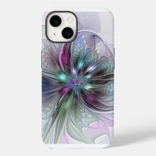 Colourful Fantasy Abstract Modern Fractal Flower iPhone 14 Case