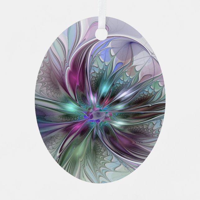 Colourful Fantasy Abstract Modern Fractal Flower Metal Tree Decoration (Front)
