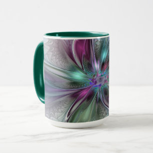 Colourful Fantasy Abstract Modern Fractal Flower Mug