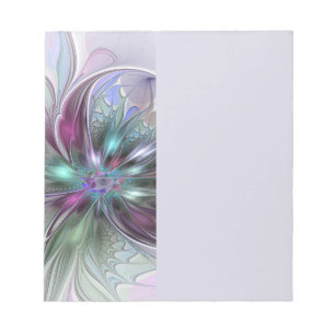 Colourful Fantasy Abstract Modern Fractal Flower Notepad