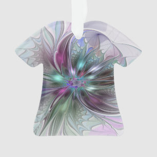 Colourful Fantasy Abstract Modern Fractal Flower Ornament