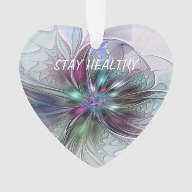 Colourful Fantasy Abstract Modern Fractal Flower Ornament (Front)