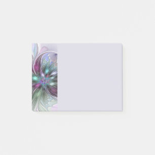 Colourful Fantasy Abstract Modern Fractal Flower Post-it Notes
