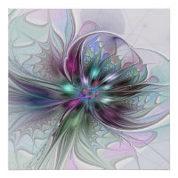 Colourful Fantasy Abstract Modern Fractal Flower