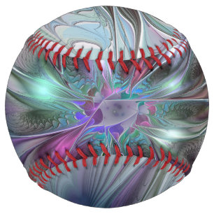 Colourful Fantasy Abstract Modern Fractal Flower Softball