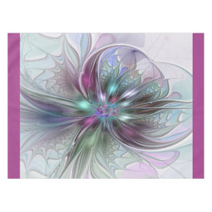 Colourful Fantasy Abstract Modern Fractal Flower Tablecloth