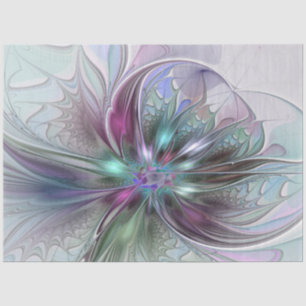 Colourful Fantasy Abstract Modern Fractal Flower Tissue Paper