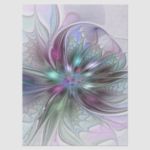 Colourful Fantasy Abstract Modern Fractal Flower Tissue Paper