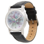 Colourful Fantasy Abstract Modern Fractal Flower Watch (Angled)