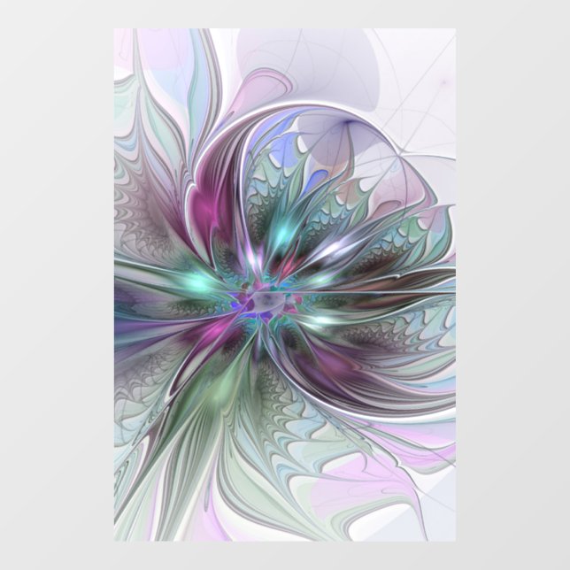 Colourful Fantasy Abstract Modern Fractal Flower Window Cling (Sheet)