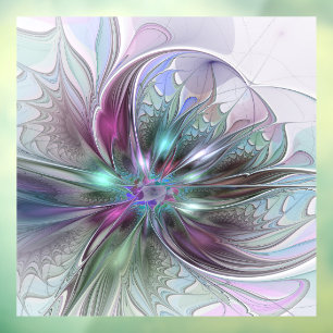 Colourful Fantasy Abstract Modern Fractal Flower Window Cling