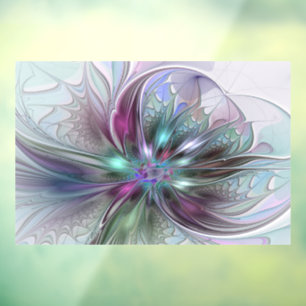 Colourful Fantasy Abstract Modern Fractal Flower Window Cling