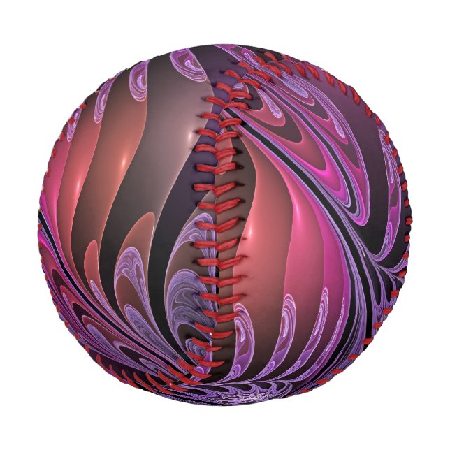 Colourful Fantasy Abstract Modern Purple Fractal Baseball (Angled)