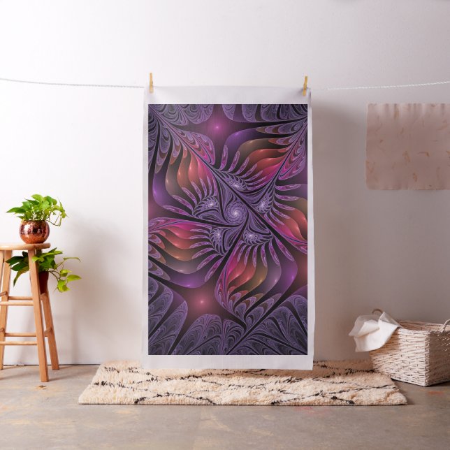 Colourful Fantasy Abstract Modern Purple Fractal Fabric (In Situ)