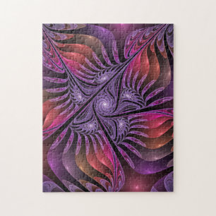 Colourful Fantasy Abstract Modern Purple Fractal Jigsaw Puzzle